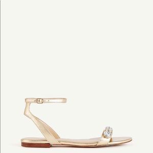 Ann Taylor Gold Jeweled Leather Sandals- New